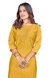 Chorme Yellow Color Designer Chanderi Fabric Embroidery Worked Kurti With Inner by S2uti Designer