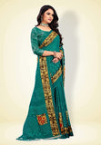 Abhilasha Synthetic Sarees for Women, Flower Print Sari with Blouse Piece (Light Grren)