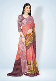 Abhilasha Synthetic Sarees for Women, Flower Print Sari with Blouse Piece (Multicolor)