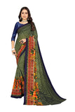 Abhilasha Synthetic Sarees for Women, Flower Print Sari with Blouse Piece (Royal Blue)