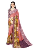 Abhilasha Synthetic Sarees for Women, Flower Print Sari with Blouse Piece (Multicolor)