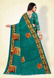 Abhilasha Synthetic Sarees for Women, Flower Print Sari with Blouse Piece (Light Grren)
