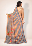 Abhilasha Synthetic Sarees for Women, Flower Print Sari with Blouse Piece (Peach)