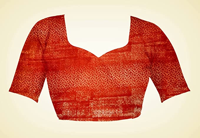 Abhilasha Synthetic Sarees for Women, Flower Print Sari with Blouse Piece (Tomato Red)
