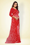 Abhilasha Synthetic Sarees for Women, Flower Print Sari, Polka Dotted Print Sari, With Blouse Piece
